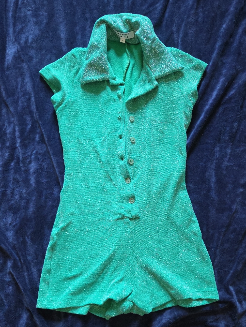 Frankies Bikinis Sparkly Green Romper Small